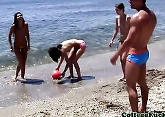 Euro college party nymphos jizzed and banged with dong at the beach