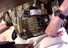 Hot French grandpa enjoys a vintage gay hand job with inexperienced young stud on webcam