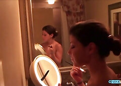 Fiery redhead Mia pleasures her boyfriend in a luxury hotel room