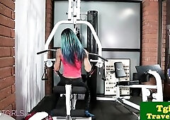 Black gym trap urinates in bottle after workout