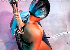 Rope bunny gets tied and banged pre