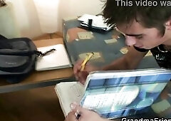 Golden-Haired old grandma takes it from one as well as the other ends