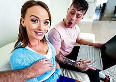 Cutie with big boobs Pristine Edge fucked by two big boners