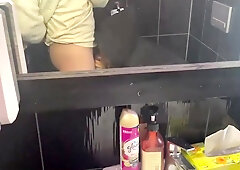 Aroused Slutty Hottie Gets Her Bubble Booty Jizzed After Hot Quickie In the Public Toilet