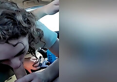 Roadhead, Sucking And Stroking Him While He Drives Down The Highway Until He Cums In My Mouth!