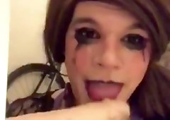 Ultra-Cute Sissy gives Sucky-Sucky on Faux-Cock