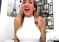 Blonde Colombian travesti big cock