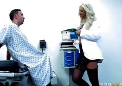 Busty Doctor Blowing The Patient's Dick