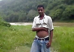 Filthy Ebony Thug Messy Wanking Outdoor