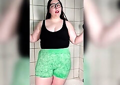 big beautiful woman Bedtime Routine Undress, Shower, and Underware Tease (4K Portrait)