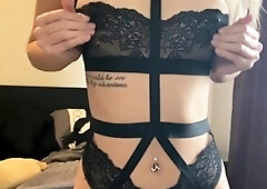 Horny blonde fetish vixen masturbates