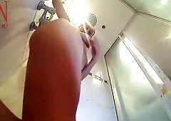 SHAVING THE TWAT in the shower. Honey washes in the shower, shaves her cunt, oil massage. part two