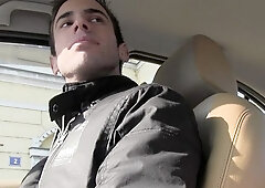 Uncut cock cums again and again in public