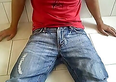 jeans urinate on floor
