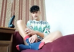 Outdoor jerk off, public wank, big dildo solo