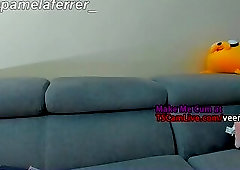 Hot Cumshot by Big Johnson Latina Shemale Stroking on Webcam Live, Part 7