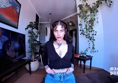 Brazilian Girl In Goth Round Ass Babe Trying On New Jeans And Ripping The Old Ones. Femdom Facesitting