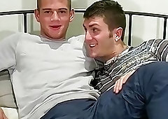 Bottom gay cums while anal fucked hard