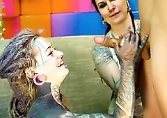 Inked-up Girls Ass FUCK Double Anal with a Big Cock