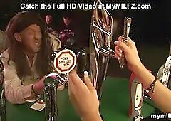 Megan switching Cocks in a Public Bar