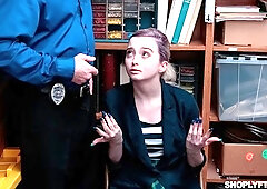 Sensual blonde shoplifter Lexi Lore fucks with a horny policeman
