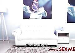 Short haired blond in a hot, red robe, Dasha is in the mood for anal sex