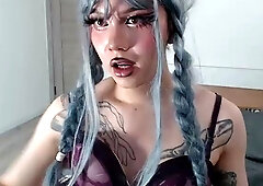 Shemale tranny enjoying solo masturbation