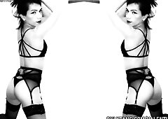 HAWT Trans Hotty does a striptease wearing ebony underware