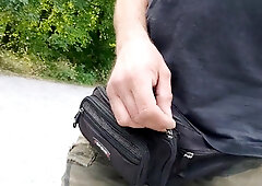 Public Shaft show while walk and smoke