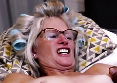 slim real 68 years old granny squirting by coarse fingering and gets unfathomable anal fist drilled by her large ebony cock toyboy