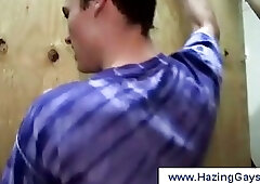 Boys get dared to suck through gloryhole