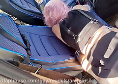 Steamy public restroom action with gay twink Archirusik getting off