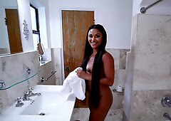 Maid wants to earn more money by stroking this boner