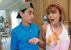 Cute-looking hottie Dillion Harper rides on a pretty big dick