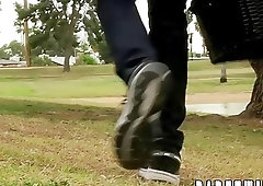 Skinny twink bent over and doggy styled after sucking cock