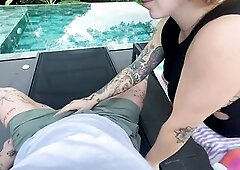 Hotel staff catch us screwing on the patio of a resort