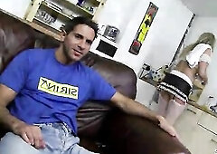 Blond Maid with large natural saggy Titties and Biggest Booty tempt to Hard Screw by her Boss when home alone