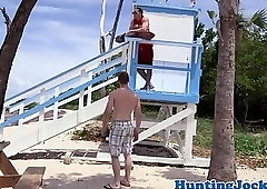 Lifeguard jock goes down on dick