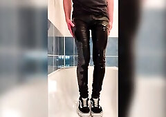 Pissing My Slender Jeans And Sneakers After A Rainy Walk In The Forest