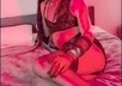 Steamy brown-haired sissy slave on fire