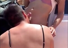 Asian Ladyboy sucking a boy on the street and boy suck ladyboy outdoors