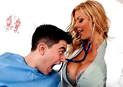 Sensual blonde with big boobs Alexis Fawx fucked by a young boy