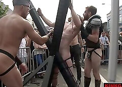 Cass Bolton flogged and DOUBLE ANAL fucked in public!