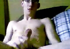 Slim Gay In Glasses Solo Masturbation