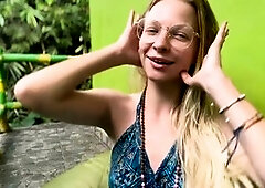 Amateur platinum-blonde Goddess Bella Rae explores intermittent purity in a thrilling roleplay