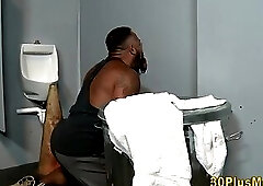 Mature bear gets ridden and tugs cock for cum