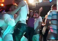 Very horny party sluts dancing erotically and fucking in a sexual orgy in club