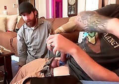 Late night handjob for husband with a tasty cum swallow