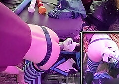 Femboy meets a fucking machine for some intense fun and hard orgasms