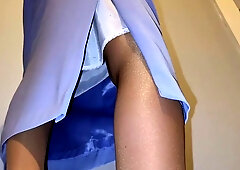 Long office micro-skirt with slide